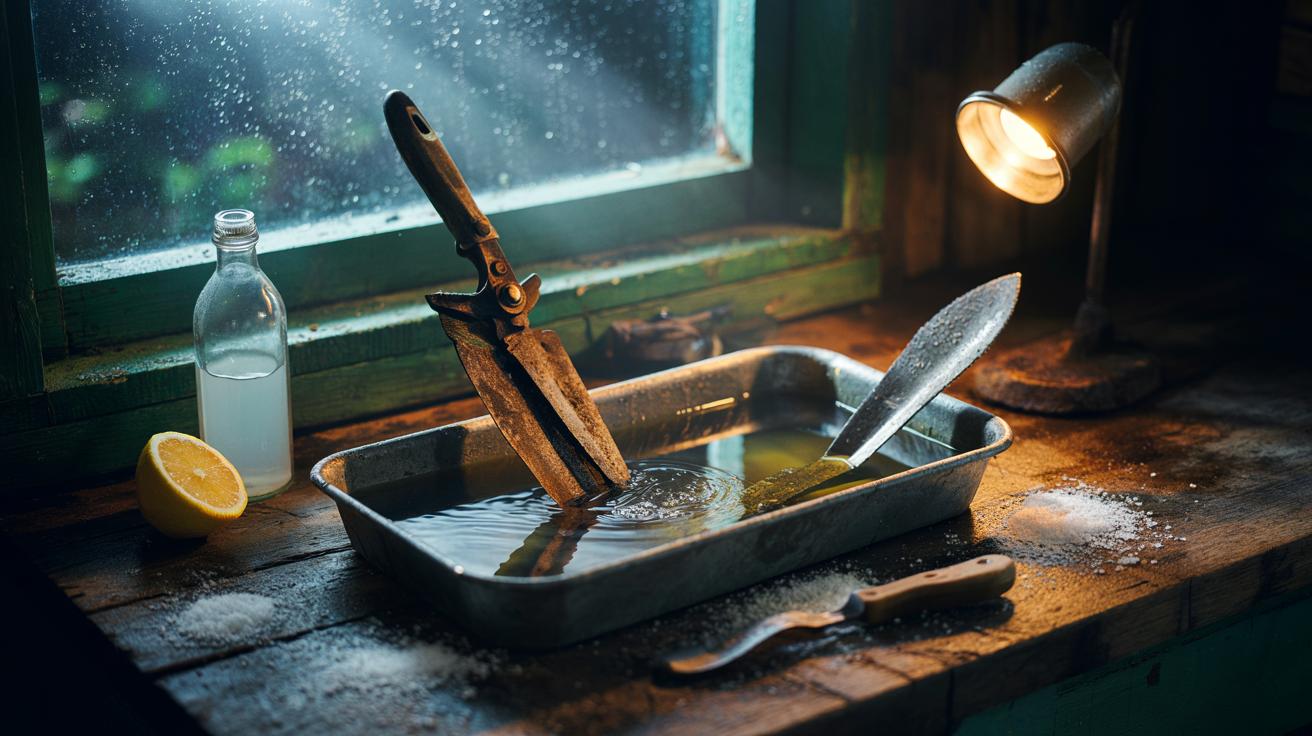 Salt corrosion trick refreshes garden tools overnight : how sodium chloride fights rust as you rest